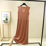 Naiste pluss-suurused L kuni 6XL Modal kleit Varrukateta toppkleit Plisseeritud pidžaamakleit Keskmise pikkusega v&ouml;&ouml;kohta salendav kleit Lai koduriietus L