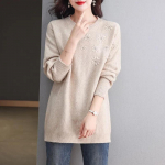 Naiste s&uuml;gistalvine paksendatud sviiter, soe kootud sviiter pikkade varrukatega džemprid, &uuml;lisuured kampsuntopid M valge