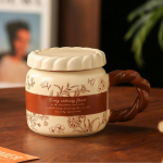 Retro Style Ceramic Cup with Lid Mug Niche High End Souvenir Coffee Cup High Quality Water Cup Gift 420ml