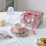 Ins stiilis loominguline kohvitassi ja alustassi komplekt keraamiline tulbimustriga hommikus&ouml;&ouml;k piima p&auml;rastl&otilde;unatee kruus paarile armastaja kingitus tassid