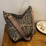 Suure mahutavusega laia &otilde;larihmaga crossbody kott Uus stiil Ins leopardi mustriga &otilde;lakott Naiste mood Pendelr&auml;nd Ni&scaron;&scaron; &Auml;mbrikott