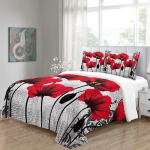 Sarja Red Wedding Rose Love Flower King Queen T&auml;is voodipesukomplektid &Uuml;he kaheinimesevoodi tekikott ja 2 tk padjakate 135x200 cm gray
