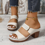 Naiste plokk-kontsadega peep Toe sandaalid &ndash; stiilsed kontsakingad v&auml;ljas&otilde;iduks ja vabaaja suver&otilde;ivasteks 36 valge