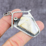 Howlite Jasper, Topaz Handmade 925 Sterling Silver Pendant 2.37 h6t56