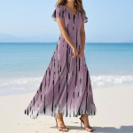 Naiste suvised vabaajamood &uuml;hev&auml;rvilised kleidid V-kaelusega l&uuml;hikeste varrukatega kleidid M