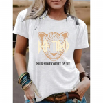 YYFS Naiste mood vabaaja suvekevadine leopardimustriga l&uuml;hikeste varrukatega O-kaelusega pluusid ja s&auml;rgid S