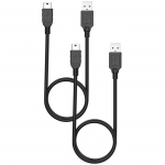 C&acirc;bles pour appareil photo - Phonillico - Lot de 2 - MINI USB/USB 2.0 - 1 M&egrave;tre - Noir