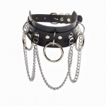 Punk t&auml;navastiil PU nahast O-r&otilde;ngaga keti choker kaelakee must