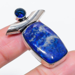 Natural Lapis Lazuli, Topaz 925 Sterling Silver Jewelry Pendant 1.58 e2y51