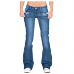 Naised Flare Teksad Mid Waist Bell Teksad Stretch Slim Pants Pikkuse Teksad XL