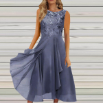 Naiste kleit &Scaron;ifoonist elegantne pitsist lapiline kleit V&auml;ljal&otilde;igatud varrukateta kleit pruutneitsi &otilde;htukleit XXXXL lilla