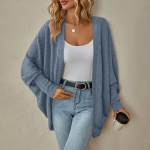 Naiste mood &uuml;hev&auml;rviline kampsun jakk pikkade varrukatega kardigan lahtine kootud mantel M