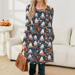 Naiste pikkade varrukatega kleit s&uuml;gisene vabaaja T-s&auml;rk lahtise l&otilde;ikega plisseeritud esiosaga taskutega kleidid S tumesinine