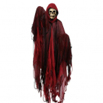 Halloweeni surmakost&uuml;&uuml;m Must kapuutsiga keep kolba maskiga Vanaaegne keskaegne keep t&auml;iskasvanute cosplay rekvisiidiks punane