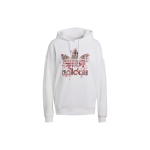 Adidas Originals Kolmeleheline Logo Prindiga &Uuml;hev&auml;rviline Kapuutsiga Pullover Pikkade Varrukatega Huppar Naiste huppar Valge H20456 XXS