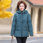 Keskealised ja eakad daamid pluss suuruses mood alla puuvillpolsterdatud jope l&uuml;hike vabaaja talvine ema retro kapuutsiga puuvillpolsterdatud jope L