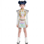 Lapsed T&uuml;drukud Kpop Deemonik&uuml;tid Rumi Cosplay Kost&uuml;&uuml;m Etendus Laste R&otilde;ivad K&otilde;rvar&otilde;ngaste Komplekt Mira Rollim&auml;ngu R&otilde;ivad Halloweeni Peo &Uuml;likond 110 valge
