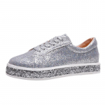 Naised Vulcanize Kingad Tossud Sliver Bling Kingad T&uuml;drukutele Lamedad Glitter tossud Naiste vabaaja hingavad paeltega spordijalatsid 39