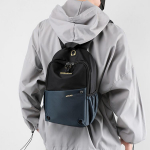 Meeste kompaktne must l&otilde;uendist seljakott, v&auml;ike mahutavus tahvelarvutile, reisimiseks ja spordiks. Black [Fits A4, Thick Breathable Strap]
