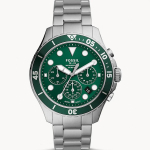 Meeste Kronograaf Kvarts H&otilde;bedane Roostevaba Teras Roheline T&auml;hik 46mm Kell FS5726 roheline