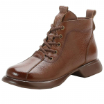 K&auml;sitsi valmistatud ehtsast nahast saapad naiste s&uuml;gisesed veekindlad kingad naiste paeltega Oxfordid naiste laia varbaosaga pahkluusaapad emale pl&uuml;&uuml;sist saapad CN 39