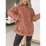 Denim Hoodie Naiste dressipluus Pullover Kapuutsiga Y2K Topid H&auml;das pestud lahtised kevadised t&auml;navar&otilde;ivad XS oranž