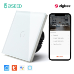 BSEED Zigbee 1/2/3-klahvilised puutetundlikud valgustusl&uuml;litid Tuya Smart Life rakenduse juhtimisega tavaliste &Uuml;hendkuningriigi standardsete pistikupesadega 13A Klaaspaneel UK Standard