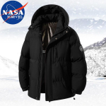 NASA MARVEL Meeste paksenenud kapuutsiga tepitud jope M must