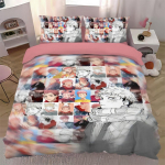 Anime Teismeliste Kingitused Satoru Gojo Tekikoti Komplektid Jujutsu Kaisen Voodipesu Komplekt &Uuml;he-, Kahekohaline, Kuninglik, &Uuml;heinimese Suurus EU Single(135*200cm)3pcs