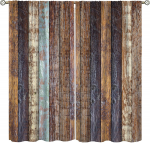 Rustikaalsed Puidust Kardinad  Talumaja Retro Pruunid Lauad Puidust Puit Talu Rustikaalsed Prindid Blackout Vardatasku Aknakatted Kardinad 100*130 Grommet Top 1pcs