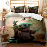 Voodipesu Komplekt Anime Yoda Beebi Kahekohaline Kahekohaline T&auml;is Kuninganna Kuningas Lapsed Voodipesu Tekikott Padjap&uuml;&uuml;r Kaunistus J&otilde;ulukingitused AU Single(140*210cm)3pcs