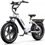 Elektriratas Maastikuratas Onesport 20 Paksude Rehvidega 48V 18AH T&auml;iskasvanute E-jalgratas 500W Mootor &Uuml;hendus APP Shimano 7 K&auml;iguline Kahekordne Ketaspidur OT08 valge