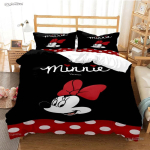 Mickey ja Minnie Hiir Multikas Aastaringselt Tekikott Tekk Voodipesu Komplekt Pehme Tekikate ja Padjap&uuml;&uuml;r &Uuml;he/Kahekohaline/Queen/King AU Double(180*210cm)3pcs
