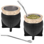 1/2 tk Yerba Mate teetass roostevabast terasest Yerba Mate tasside komplekt 230ml/240ml tee-kohvitassid kahekihiline teetass kodu-kontori jaoks beige
