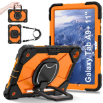 Samsung Galaxy A9/A9 Plus Kukkumisvastane Tahvelarvuti&uuml;mbris 360&deg; P&ouml;&ouml;rleva Aluse, Randmepaela ja &Otilde;larihmaga A9+ 11" with Shoulder Strap orange