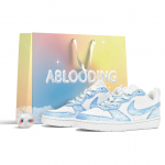 Nike Court Borough Low ABLOODING T&auml;htede Taeva Kollektsioon Madalad Lumelaua Kingad GS Sinine Valge BQ5448-100(Team14-GS-Box) 39
