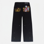 Unisex Mehed Naised Hip Hop Langenud Ratsu Kottis Teksap&uuml;ksid Y2k Vintage T&auml;navar&otilde;ivad Harajuku Taskuga Sirged Cargo P&uuml;ksid Denim P&uuml;ksid S must