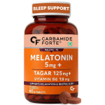 Carbamide Forte Melatonin 5 mg Sleep Support Tablets With Tagar & Vitamin B6 Restful Night Formula 60 Veg Tablets beige