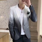 Meeste bleiser, gradientkost&uuml;&uuml;miga jakk Korea stiilis Slim Fit vabaaja meeste moodne kleit jakk M valge