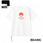 BEAMS JAPAN Graafilise logoga T-s&auml;rk Valge Vabaaja T-s&auml;rk Jaapan S