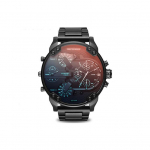 Diesel The Daddie Series Kell Kvartsliikumine Roostevabast terasest rihm 57 mm Must sihver Meeste kellad DZ7395 Regular Watch Box,Black Strap