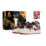 Jordan Air Jordan 1 2026 Black Horse Kulumiskindel Keskmise k&otilde;rgusega Vintage Korvpallijalatsid Meeste Must Punane HF3216-102(Team376-2026box) 41