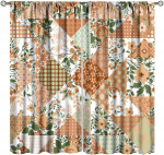 Patchwork Boho Curta, Country Vintage Kollane Lilleline Muster Blackout Vardatasku Aknakardinad Magamistoa Elutoa K&ouml;&ouml;gi jaoks 53x116CM-2PC