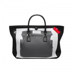 Maison Margiela 5Ac Optilise Illusiooni Prindiga Nahast T&otilde;mblukuga Koti Naiste T&otilde;mblukuga Kotid Must SB1WC0008P6436HA193 Basic Set (Bag+Dust Bag)