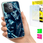 Kaitse&uuml;mbris Realme Note 70T jaoks &Uuml;mbris Foto Case Tagak&uuml;lg&uuml;mbris + 9H Klaas