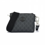 Gucci Double G kulunud logo eemaldatav &otilde;larihm l&otilde;uend ja nahk messenger kott &otilde;lakott crossbody kott meeste must must