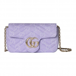 Gucci GG Marmont Double G Logo Mini Denim &Otilde;lakott Naiste &otilde;lakott Hele-Kuldne Hele-Lilla 841290-FAEVD-8653 Gift Set(Basic Set+Box+Shopping Bag)
