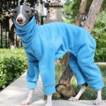 Whippet Itaalia hurt Riided Koer Kombinesoon Fliis Talvine K&otilde;rge kaelusega Venivad riided Koer Paksenev mantel Lemmiklooma riided S-3XL (Blue,S) sinine