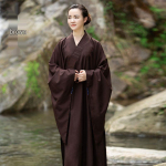 Satiinist Fanhaiqing Unisex Munga R&uuml;&uuml; - Naiste Suvine Pikk R&uuml;&uuml;, K&otilde;igi Hooaegade K&otilde;rgkvaliteetne Haiqingi Stiil Size 35, Height ~148cm pruun