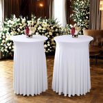 Elegantne paksendatud valge pol&uuml;ester &uuml;mmargune laudlina eemaldatava elastse servaga Diameter 70* Height 110CM valge